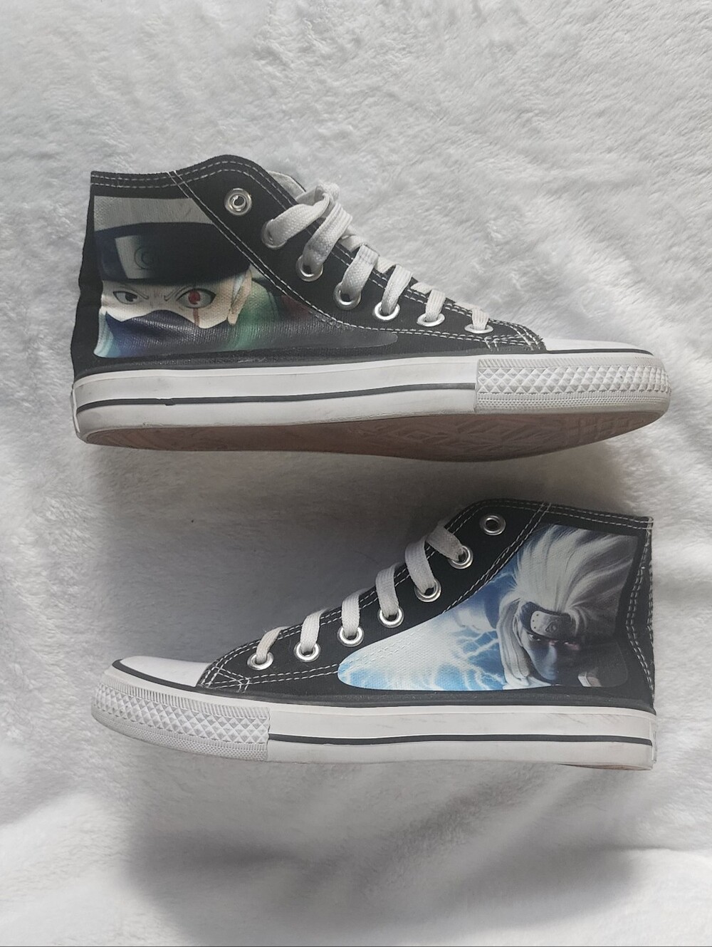 Naruto Kakashi Hatake Anime Painted High Top Lace Up Canvas Skateboarding Shoe